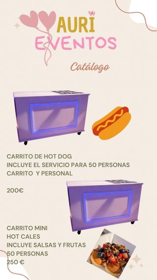 Carrito de Hot Dog y Mini Hot Cakes