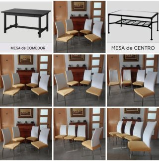 Set Muebles Comedor - Mesa 4 Sillas + Mesa Centro