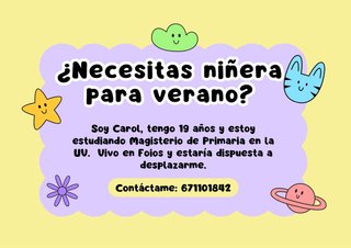 Niñera para verano - Carol 19 años