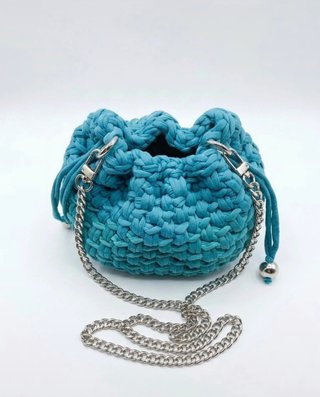 Borsetta fatta a mano blu/teal