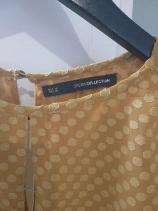 Camisa Sfera Mujer Topos Mostaza