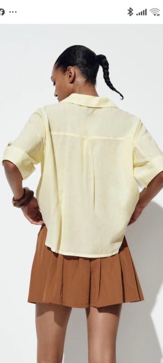 Camisa Zara amarilla y marrón