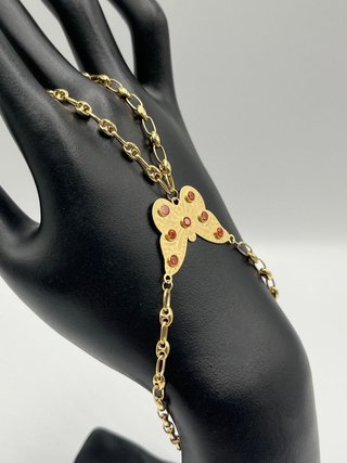 PULSERA MANITA MARIPOSA GRANDE PIEDRA NARANJA.