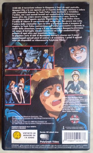 Vhs "New Dominion Tank Police Atto 5 e 6" Manga Vi