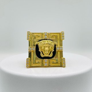 SELLO CUADRADO MEDUSA ONIX Y CIRCONITAS