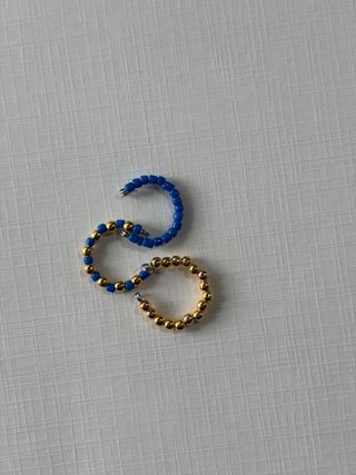 Tris cuff perline blu e oro