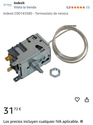 Termostato Indesit C00143380 Frigorífico