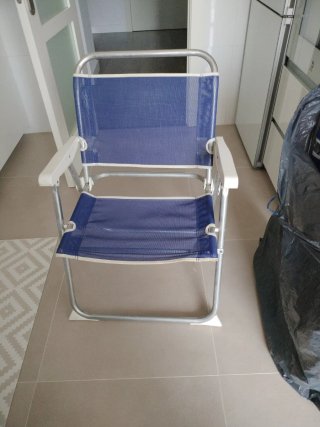 Silla plegable playa azul y blanco