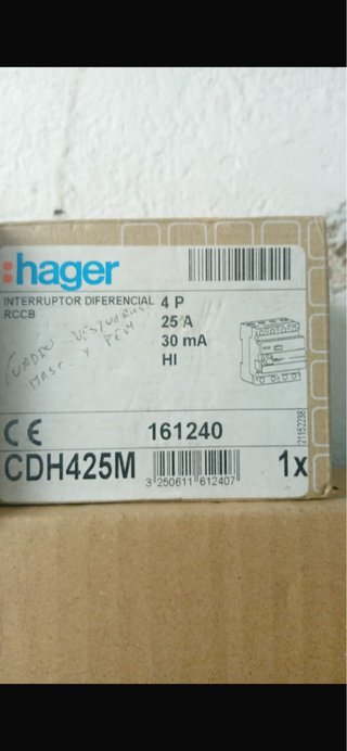 Interruptor Diferencial HAGER 4P 25A 30mA