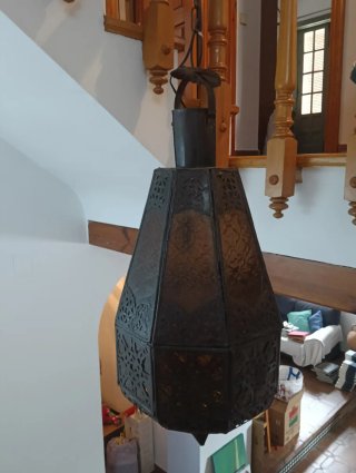 Farol de latón y cristal labrado
