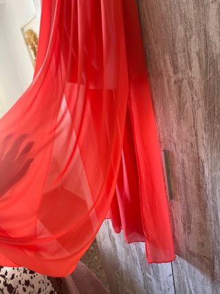 Vestido largo vaquero y coral