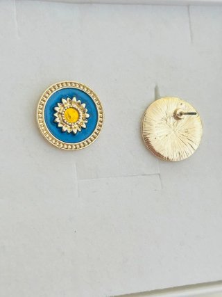 Orecchini vintage donna fiore blu oro