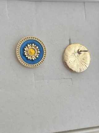Orecchini vintage donna fiore blu oro