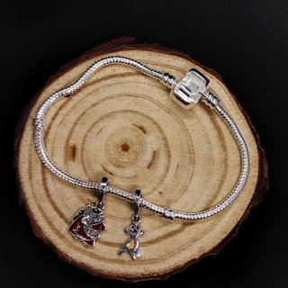 Pulsera Timón y Pumba 16cm en plata S925 Rey León