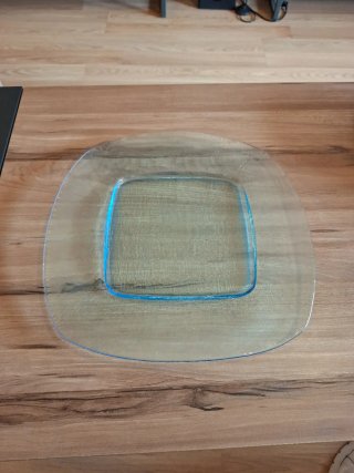 2 Platos Cuadrados de Cristal Azul 32 x 32