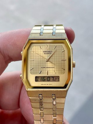 Reloj Seiko Ana-Digi Tank Vintage Gold *Año 1986*