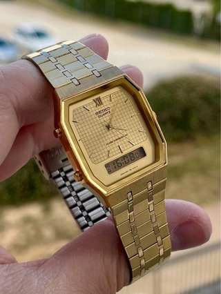 Reloj Seiko Ana-Digi Tank Vintage Gold *Año 1986*