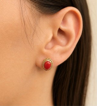 Orecchini corallo rosso argento 925 placcato oro