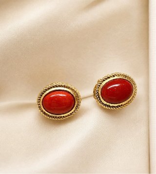 Orecchini corallo rosso argento 925 placcato oro