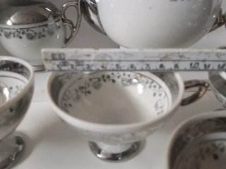 Servizio porcellana vintage argento e bianco