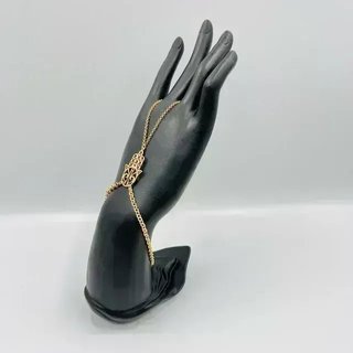 Pulsera esclava mano Hamsa dorada