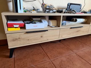 Mueble TV Madera y Blanco