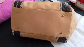 Bolso grande piel beige y marrón