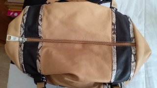Bolso grande piel beige y marrón
