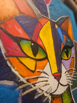 Lienzo Gato Abstracto Pintado a Mano