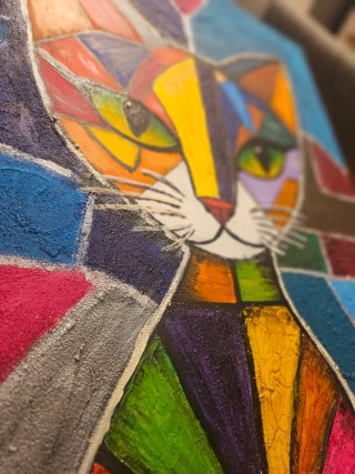 Lienzo Gato Abstracto Pintado a Mano