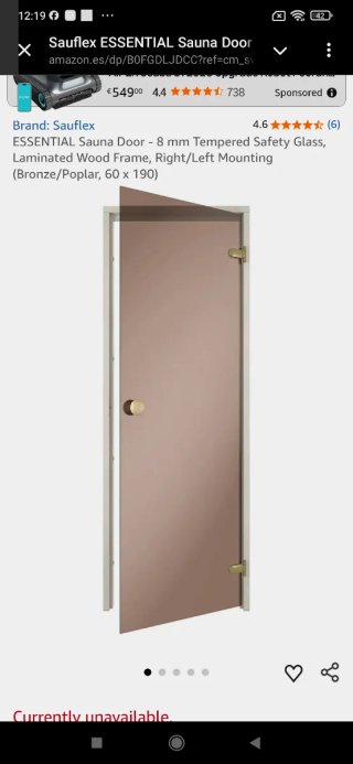 Puerta Sauna Sauflex ESSENTIAL 8mm