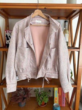 Chaqueta Primavera Rosa Tweed oversized