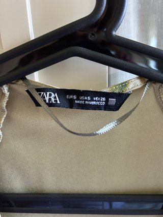 Vestido Zara Estampado Verde Talla S