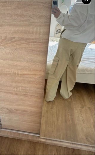 Zara Pantalones Cargo Beige