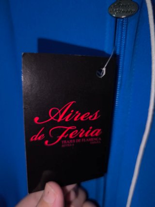 Traje de flamenca azul con bordados