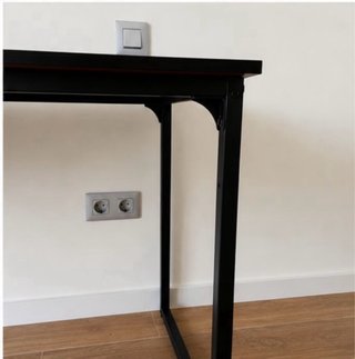 Escritorio Negro Metal y Madera - muy buen estado