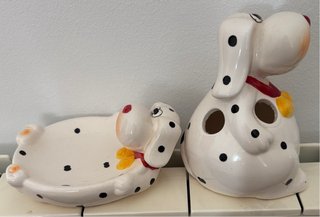 Set 2 figuras perro Dalmata cerámica