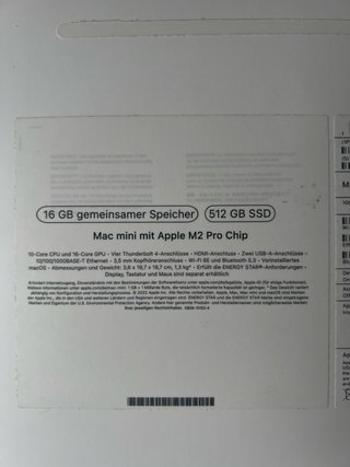 Mac mini M2 Pro (10CPU/16GPU) 16GB RAM / 512GB SSD