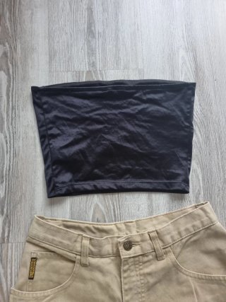 Top satén Pull&Bear negro