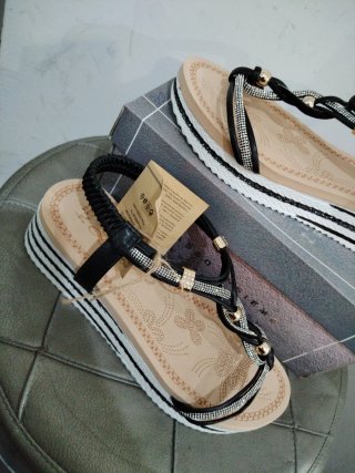 Sandali Donna N.38 Nero e argento