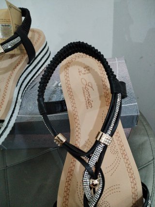 Sandali Donna N.38 Nero e argento