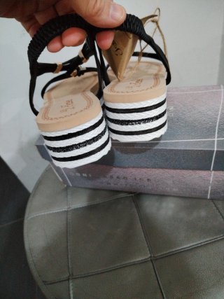 Sandali Donna N.38 Nero e argento
