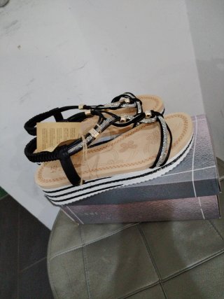 Sandali Donna N.38 Nero e argento