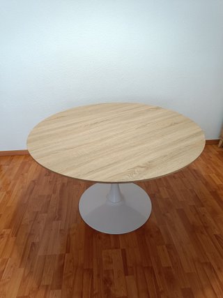 Mesa redonda San Antoni 120 cm natural y blanca
