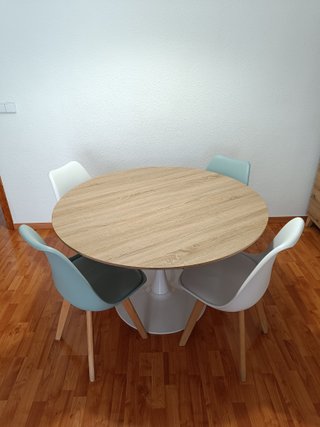 Mesa redonda San Antoni 120 cm natural y blanca
