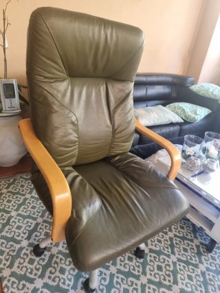 Sedia da ufficio in pelle verde di alta gamma