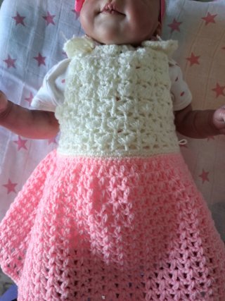 Vestido crochet bebé rosa y blanco