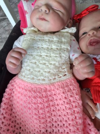 Vestido crochet bebé rosa y blanco