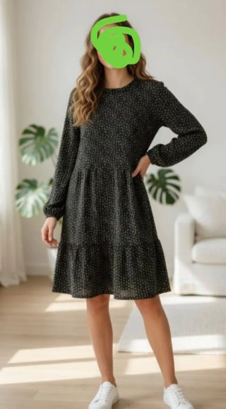 Vestido floral negro y verde