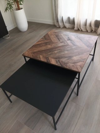 Juego 2 mesas centro salón madera y metal